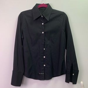 English Laundry Black Blouse sz 8 French Cuffs